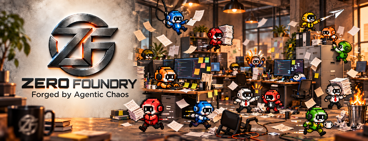 Zero Foundry — Forged by Agentic Chaos. Pixel gremlins at work in the Foundry.