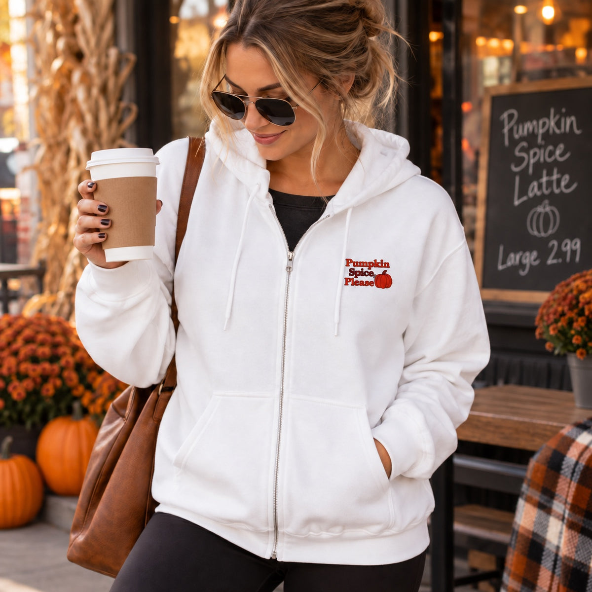 Pumpkin Spice Please — Full-Zip Hoodie
